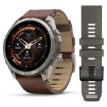 fenix 9 Pro inReach 51mm AMOLED Titanium mogyoróbarna bőr és kavicsszürke szilikon szíjjal fenix 9 Pro inReach 51mm AMOLED Titanium mogyoróbarna bőr és kavicsszürke szilikon szíjjal