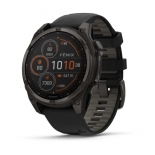Garmin fenix 8 47mm SOLAR Sapphire, karbonszürke DLC titanium, fekete/sötétszürke szilikon szíjjal Garmin fenix 8 47mm SOLAR Sapphire, karbonszürke DLC titanium, fekete/sötétszürke szilikon szíjjal